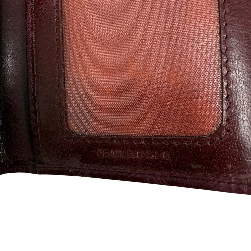 Vintage Sophia Visconti Burgundy Leather Wallet Card Slots Snap Closure Bifold